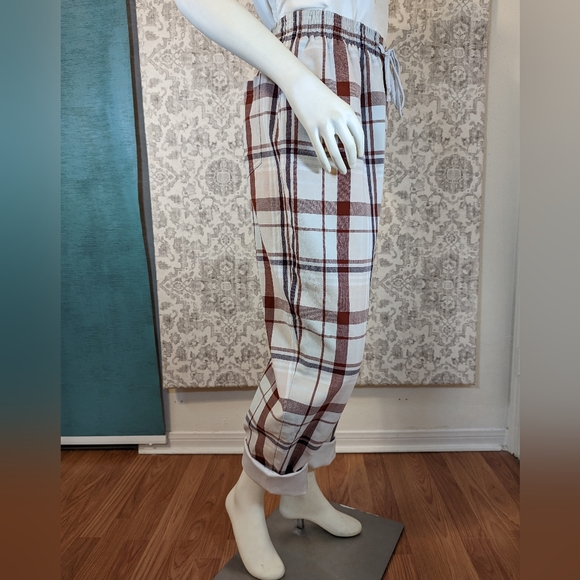 Wilfred Aritzia Soleste Plaid High Rise Pull On cuffed Pant size Large - Picture 6 of 13